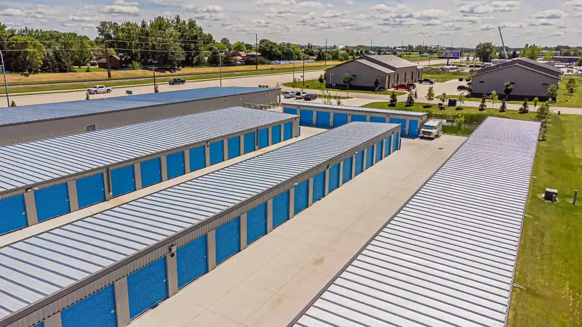 Aerial view of storage units